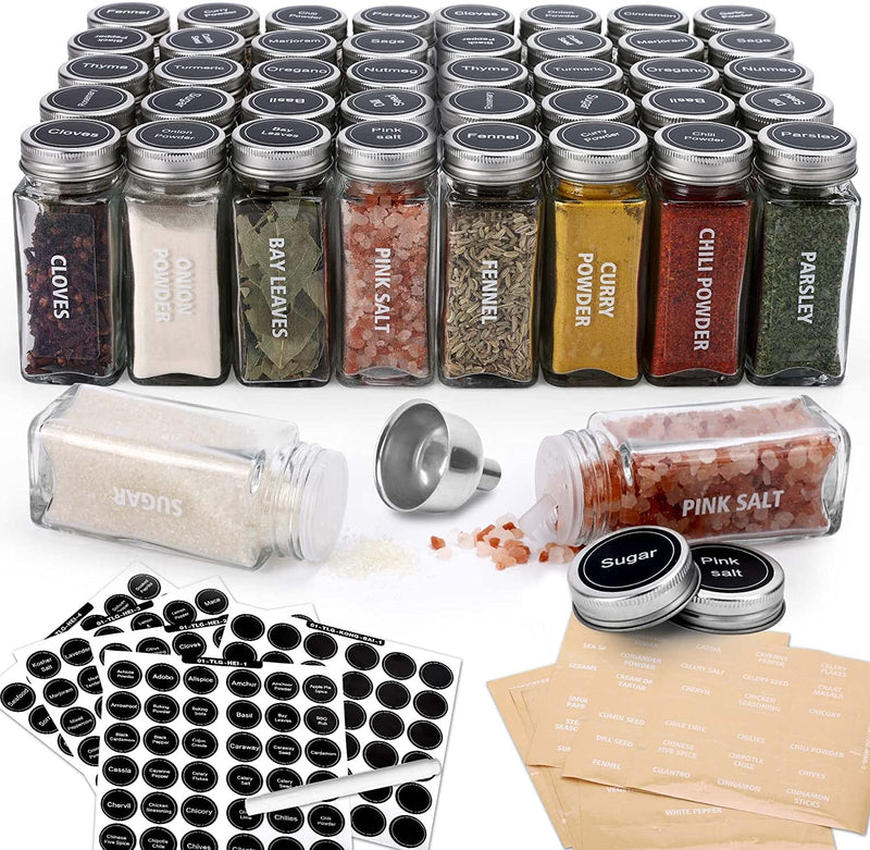 Spice Jars, 28 Pack 3.5 OZ Ultra Clear Glass Spice Jars with 324 Labels, Shaker Lids and Airtight Metal Caps, Empty Reusable Square Seasoning Storage Bottle Jars Home & Garden > Household Supplies > Storage & Organization Antimbee 40  