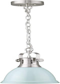 Emliviar Modern Mini Pendant Light, 8 Inch Hanging Light with Metal Shade, Brushed Nickel Finish, 4054M BN Home & Garden > Lighting > Lighting Fixtures Emliviar Blue  