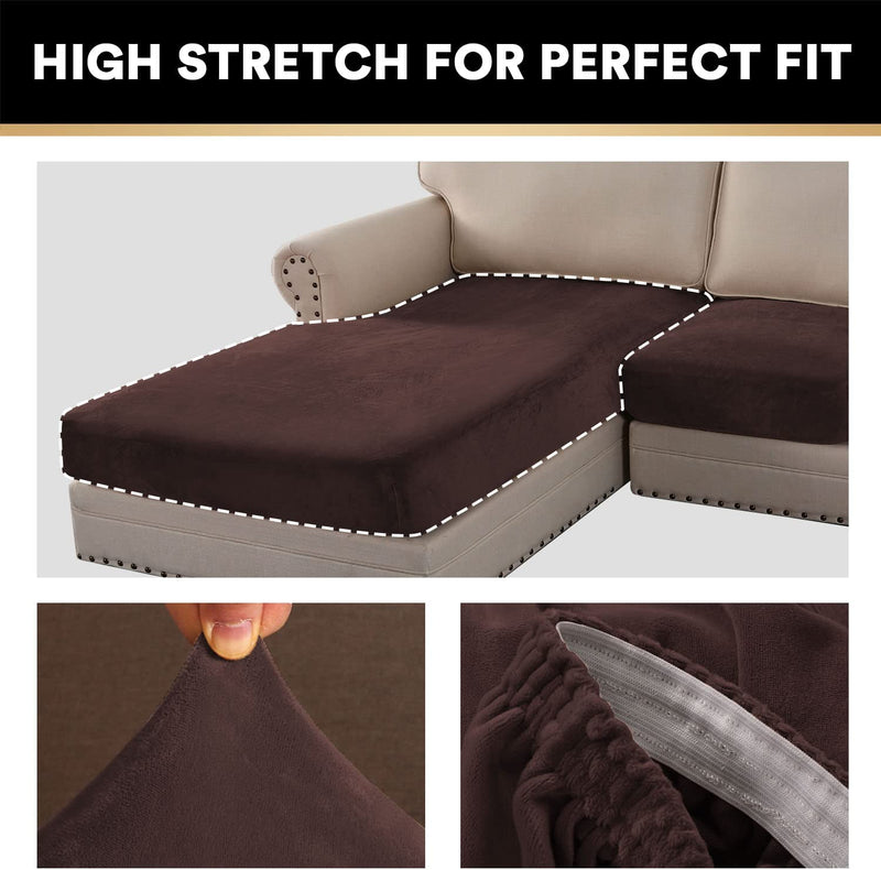 Sectional Couch Covers 4 Piece Couch Covers for Sectional Sofa L Shape Velvet Separate Cushion Couch Chaise Cover Elastic Furniture Protector for Both Left/Right Sectional Couch(4 Seater, Brown) Home & Garden > Decor > Chair & Sofa Cushions PrinceDeco   