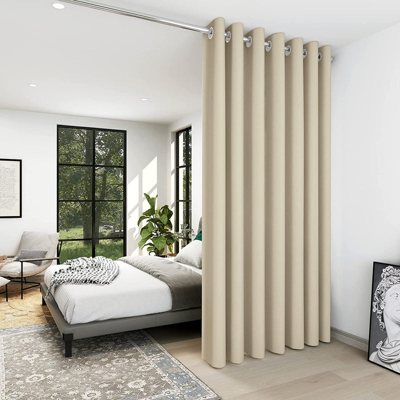 Deconovo Room Divider Curtains for Office (10Ft Wide X 8Ft Tall, 1 Panel, Khaki) Blackout Curtains for Sliding Door, Thermal Window Drapes, Grommet Curtain Panles for Bedroom, Living Room, Loft Home & Garden > Decor > Window Treatments > Curtains & Drapes Deconovo Beige 8.3ft Wide x 7ft Tall 