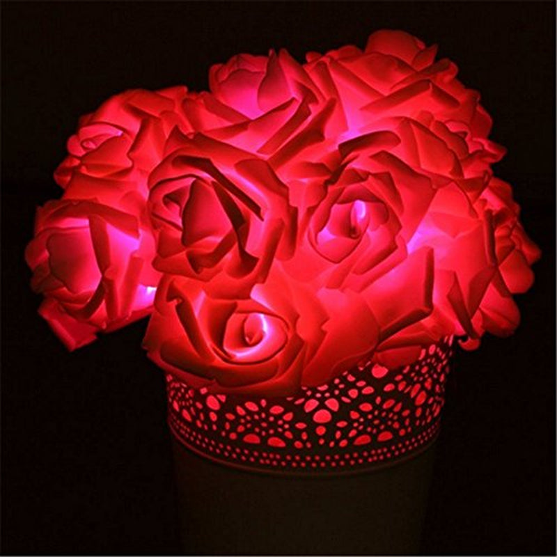 Fairy String Lights Red Rose Flower 20 LED Battery Operated Decorative Light for Wedding Valentine'S Day Dreamlike Party Girl'S Bedroom Home & Garden > Decor > Seasonal & Holiday Decorations FULLBELL   