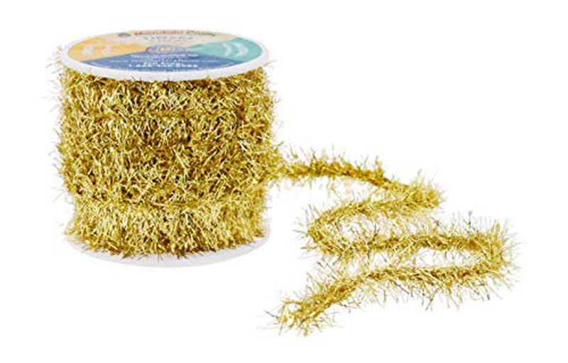 Mandala Crafts Tinsel Garland Décor - Thin Tinsel Ribbon - Metallic Mini Garland with Wire for Christmas Tree Decoration Wedding Birthday Party Supplies Silver 0.75 Inch 10 Yards  Mandala Crafts Gold  