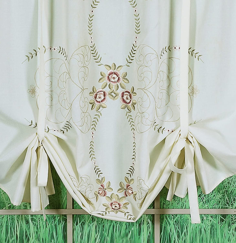 Today'S Curtain Verona Reverse Embroidery Tie-Up Shade, 63", Ecru/Rose Home & Garden > Decor > Window Treatments > Curtains & Drapes Today's Curtain   