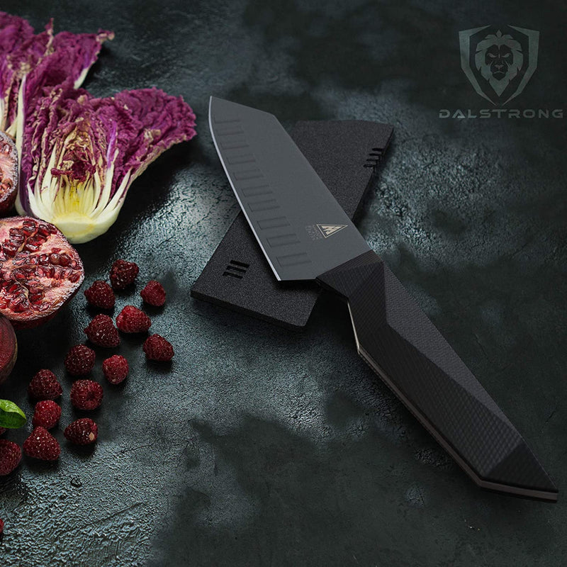 DALSTRONG Santoku Knife - 7 Inch - Shadow Black Series - Razor Sharp - Black Titanium Nitride Coated - High Carbon - 7CR17MOV-X Vacuum Treated Steel Kitchen Knife - Sheath - NSF Certified Home & Garden > Kitchen & Dining > Kitchen Tools & Utensils > Kitchen Knives Dalstrong   