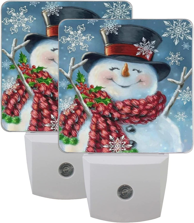 Vdsrup Winter Snowflakes Snowman Night Light Set of 2 Christmas Holly Berry Plug-In LED Nightlights Auto Dusk-To-Dawn Sensor Lamp for Bedroom Bathroom Kitchen Hallway Stairs Home & Garden > Lighting > Night Lights & Ambient Lighting Vdsrup Snowman  