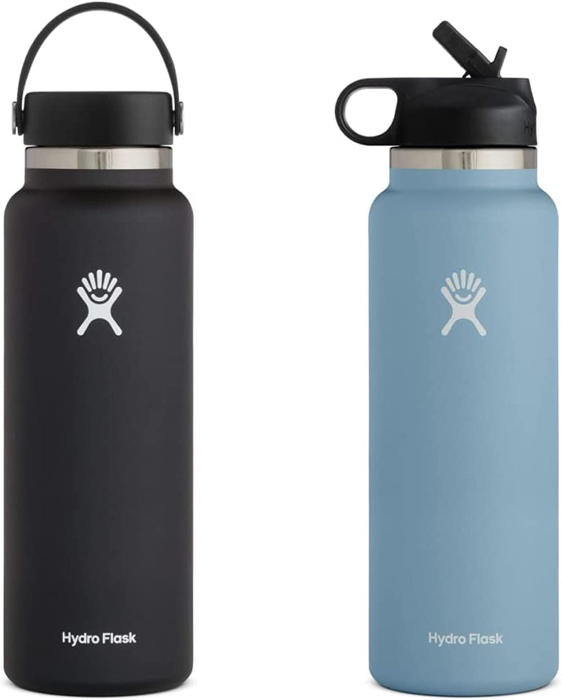 Hydro Flask Wide Mouth Bottle with Flex Cap Sporting Goods > Outdoor Recreation > Winter Sports & Activities Hydro Flask Black 40 oz Bottle + Straw Lid