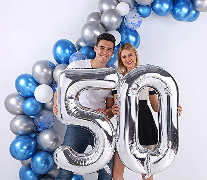 Silver 50 Number Balloons Giant Jumbo Number 50 Foil Mylar Balloons for Women Men 50Th Birthday Party Supplies 50 Anniversary Events Decorations Arts & Entertainment > Party & Celebration > Party Supplies COLORFUL ELVES   