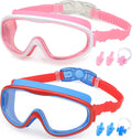 KAILIMENG Kids Swim Goggles, 2 Pack Swimming Goggles for Age 3-15, Anti-Fog Anti-Uv Cear Wide View Sporting Goods > Outdoor Recreation > Boating & Water Sports > Swimming > Swim Goggles & Masks KAILIMENG 2q. Pink & Red Blue  