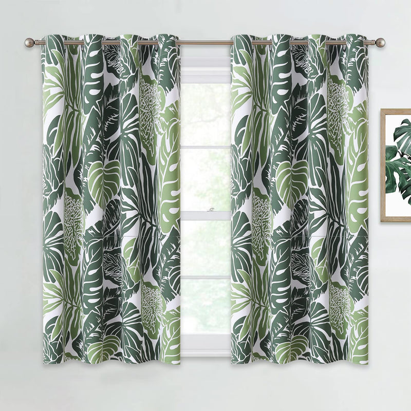 NICETOWN Room Darkening Tropical Curtains 84 Inches Length, Summer Palm Tree Banana Leaf Light Reducing Window Coverings for Villa/Hall/Patio Door, W52 X L84, Double Pieces, Green Palm Home & Garden > Decor > Window Treatments > Curtains & Drapes NICETOWN Green Palm W52 x L45 