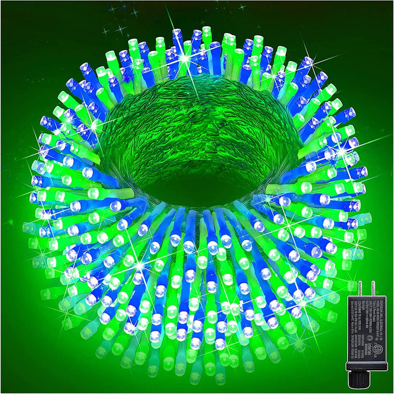 Hometimes 500 LED Christmas String Lights, 197 FT Connectable Waterproof String Lights Green Wire with 8 Modes, Xmas Vintage Decorations for Indoor Outdoor Party Yard Garden Decor (Blue) Home & Garden > Lighting > Light Ropes & Strings Hometimes 197ft 500 LED Clear Wire Blue / Green 