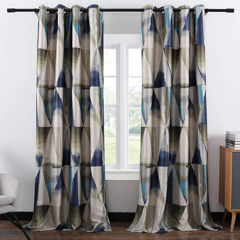 Leeva Blackout Red Window Curtains for Dining Room, Geometric Modern Room Darkening 96 Inch Long Heavy Curtain and Drapes for Nursery, Set of 2 Panels Home & Garden > Decor > Window Treatments > Curtains & Drapes Leeva Blue 52" x 96" 