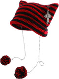 Grunge Beanies Crochet Knitted Hats for Women Girls Fox Cat Ear Goth Emo Alt Y2K Accessories Grunge Clothes Sporting Goods > Outdoor Recreation > Winter Sports & Activities AONUOWE Red One Size 