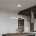 Jaycomey Modern Chandelier Light Fixtures , Dimmable LED Pendant Light with Remote Control, Acrylic Wave Chandeliers for Dining Rooms Bedroom Kitchen Restaurant, 3000K-6000K, 28W, Black Home & Garden > Lighting > Lighting Fixtures > Chandeliers Jaycomey White  