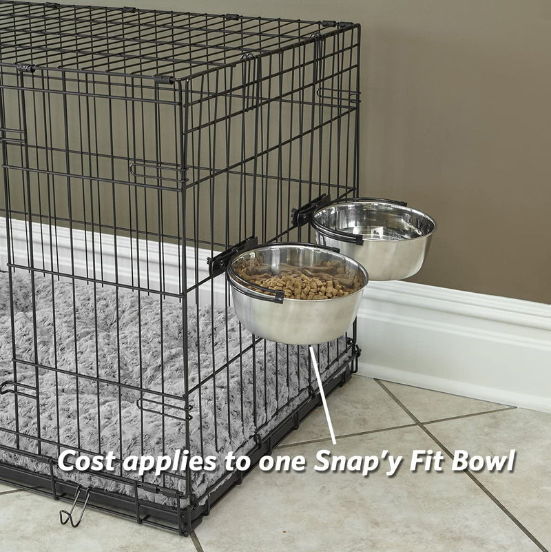 Midwest Homes for Pets Snap'Y Fit Food Bowl | Pet Bowl, 20 Oz. (2.5 Cups) | Dog Bowl Easily Affixes to a Metal Dog Crate, Cat Cage or Bird Cage | Pet Bowl Measures 6L X 6W X 2H Inches