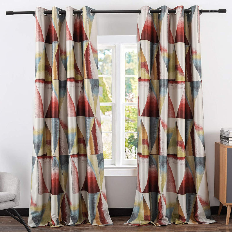 Leeva Blackout Red Window Curtains for Dining Room, Geometric Modern Room Darkening 96 Inch Long Heavy Curtain and Drapes for Nursery, Set of 2 Panels Home & Garden > Decor > Window Treatments > Curtains & Drapes Leeva Red 52" x 96" 
