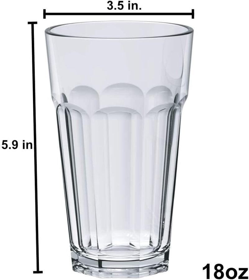 Drinking Glasses 18 Oz Acrylic by Decor Works - Water Glasses - Acrylic Cups Set - Plastic Glasses - Glasses Set - Acrylic Tumbler Dishwasher Safe Bpa Free Acrylic Glassware Set of 6