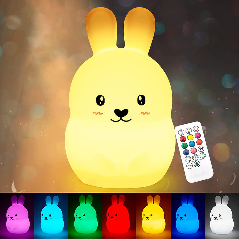 CHWARES Night Light for Kids, Cat Nursery Night Lights with Remote, 7 Color Kawaii Lamp, Room Decor, USB Rechargeable, Cute Lamp Gifts for Baby, Children, Toddlers, Teen Girls Home & Garden > Lighting > Night Lights & Ambient Lighting CHWARES 04-Bunny  