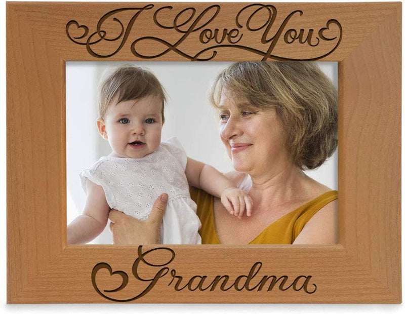 I Love You Grandma, Grandparent'S Day, Best Grandma Ever, Grandma & Me, Engraved Natural Wood Picture Frame from Granddaughter, Grandson (5X7 Vertical) Home & Garden > Decor > Picture Frames KATE POSH 4x6 Horizontal  
