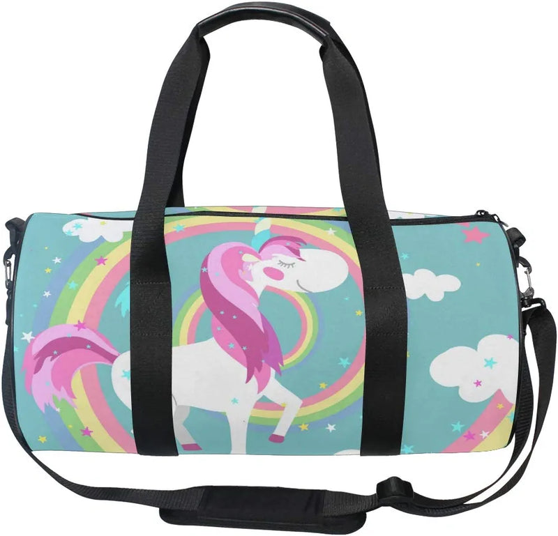 Colored Rainbow Unicorn Sports Luggage Travel Duffle Bag Gym Luggage with Tote for Men and Women Home & Garden > Household Supplies > Storage & Organization FORMRS   