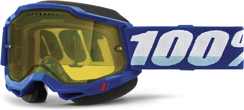 100% Accuri 2 Snowmobile Anti-Fog Goggles - Powersport Racing Protective Eyewear Sporting Goods > Outdoor Recreation > Cycling > Cycling Apparel & Accessories 100% Blue Yellow Vented Dual Lens 