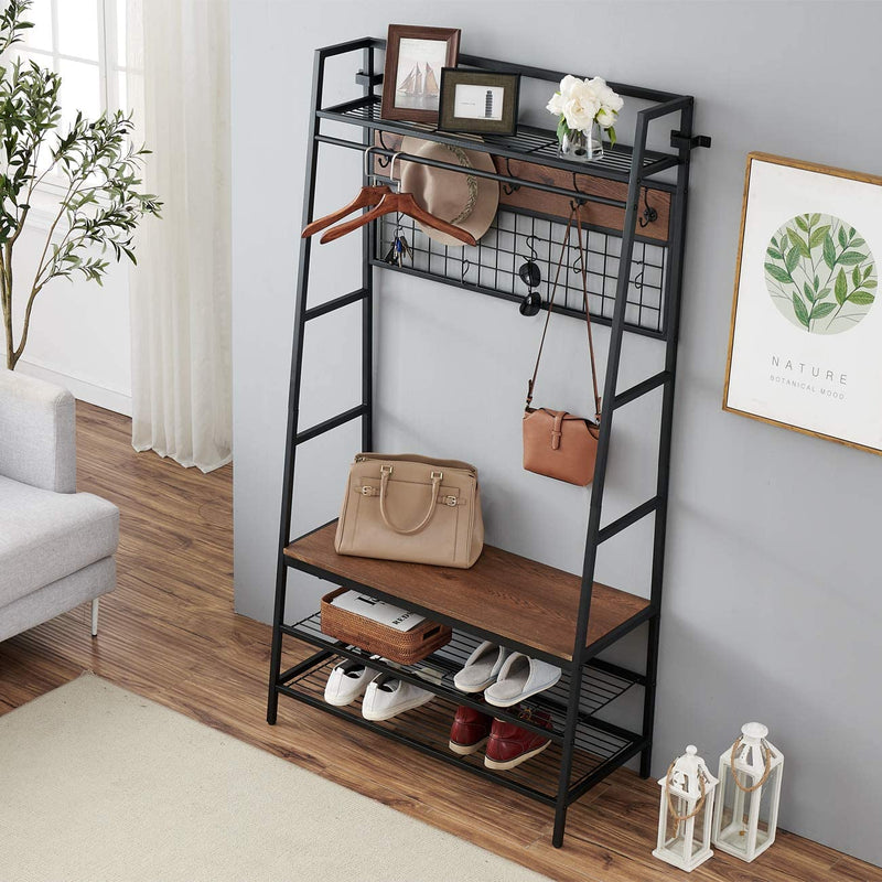 O&K FURNITURE 5-In-1 Hall Trees with Bench and Coat Rack, Entryway Organizer Hall Tree with Storage Bench, Mudroom Bench with Storage and Hooks, Brown Finish Sporting Goods > Outdoor Recreation > Fishing > Fishing Rods GHN   