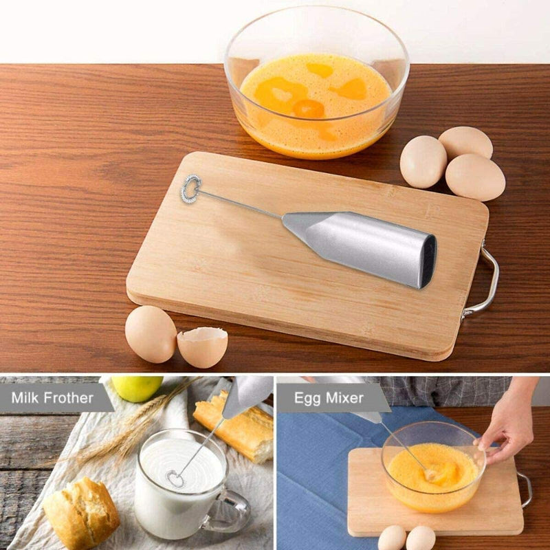 Electric Egg Beater DIY Cake Tool Kitchen Food Mixer-Home Appliances Mixers Chocolate Egg Coffee Beater Electric Whisk Warewith Frother Wand Handheld Battery Operated Foam Maker |Latte Stirrer(Silver)