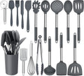 Homikit 17 Pieces Silicone Kitchen Utensils with Holder, Blue Cooking Utensils Sets Stainless Steel Handle, Nonstick Kitchen Tools Include Spatula Spoons Turner Pizza Cutter, Heat Resistant Home & Garden > Kitchen & Dining > Kitchen Tools & Utensils Homikit Gray  