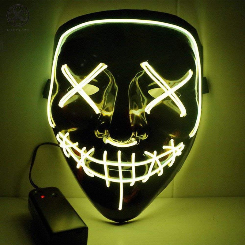 Luxtrada Halloween LED Glow Mask EL Wire Light up the Purge Movie Costume Party +AA Battery (Yellow) Apparel & Accessories > Costumes & Accessories > Masks Luxtrada Yellow  