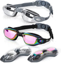 RIOROO Swim Goggles, Swimming Goggles No Leaking Anti-Fog for Women Men Adult Youth Sporting Goods > Outdoor Recreation > Boating & Water Sports > Swimming > Swim Goggles & Masks RIOROO Mirrored Gray&pink  
