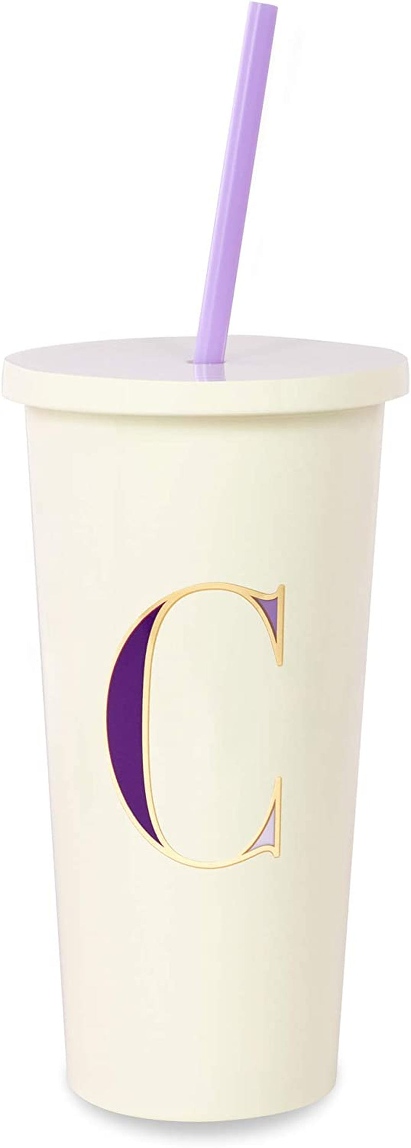 Kate Spade New York Insulated Initial Tumbler with Reusable Straw, 20 Ounce Acrylic Travel Cup with Lid, S (Pink) Home & Garden > Kitchen & Dining > Tableware > Drinkware Kate Spade New York C  