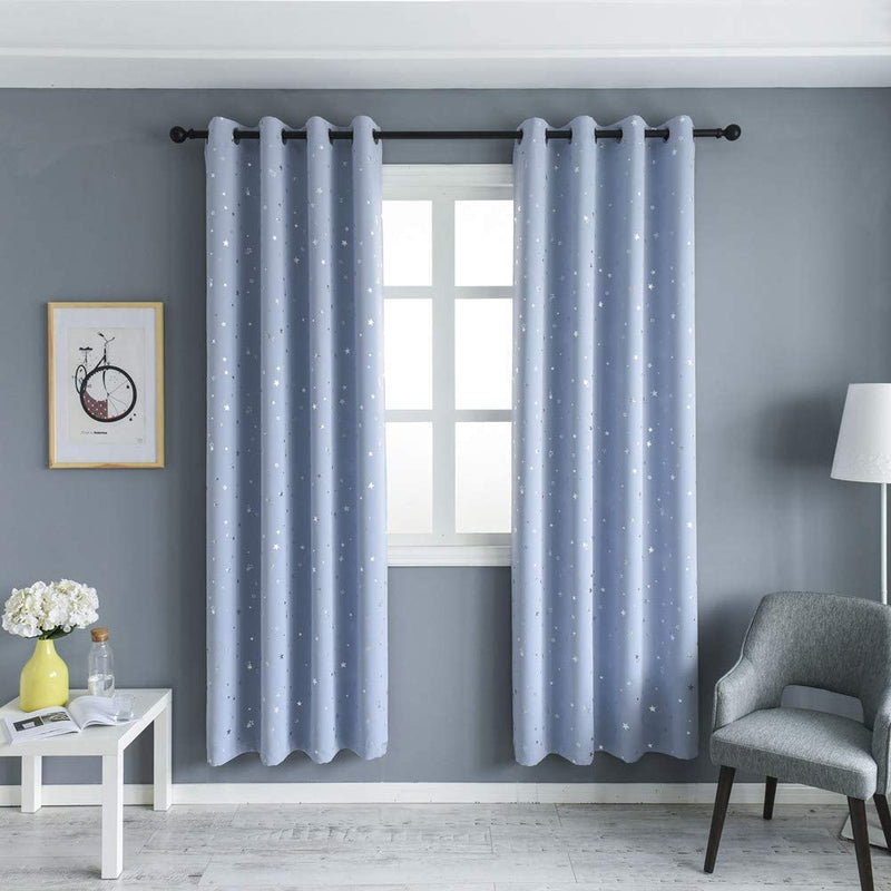 MANGATA CASA Star Blackout Curtains for Bedroom- Cute Window Curtain Panels with Grommet for Kids Room-Drapes for Nursey Living Room 84 Inch Length 2 Panels(Light Blue,52X84In) Home & Garden > Decor > Window Treatments > Curtains & Drapes MANGATA CASA L-blue 52x96in 