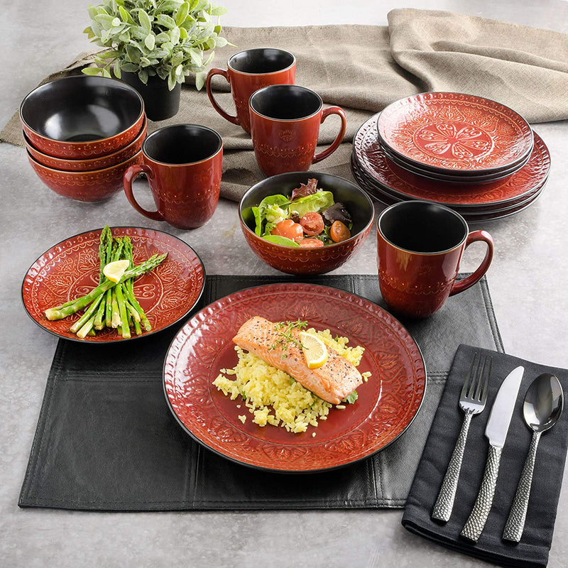 Gibson Elite Milanto 16 Piece Dinnerware Set, Red Home & Garden > Kitchen & Dining > Tableware > Dinnerware Gibson Elite   
