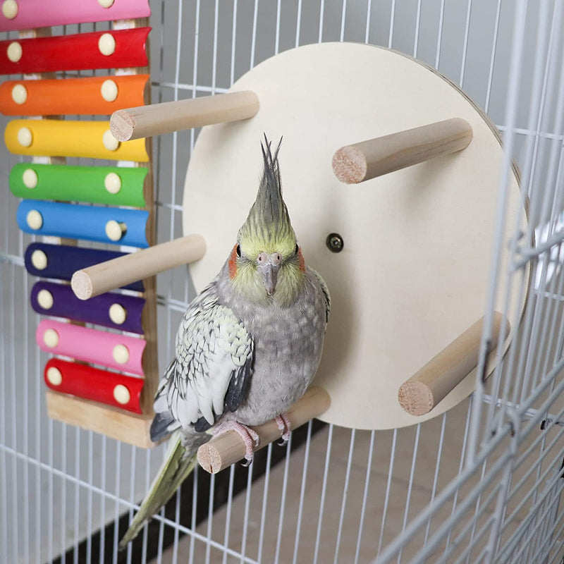 Bird Perch Wheel Toy, Wooden Parrot Rotating Bird Perch Toy, Bird Cage Accessories, Funny and Unique Bird Toy for Peony Parrot Parakeet Cockatiels Budgerigar or Small and Medium-Sized Birds Animals & Pet Supplies > Pet Supplies > Bird Supplies > Bird Toys Dnoifne   