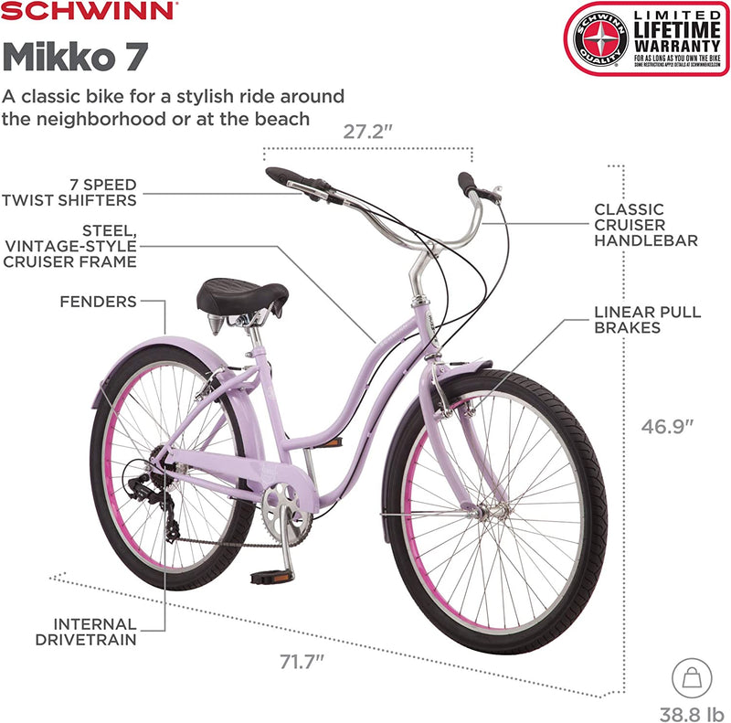 Schwinn Cruiser-Bicycles Mikko Adult Beach Cruiser Bike Sporting Goods > Outdoor Recreation > Cycling > Bicycles Pacific Cycle, Inc.   
