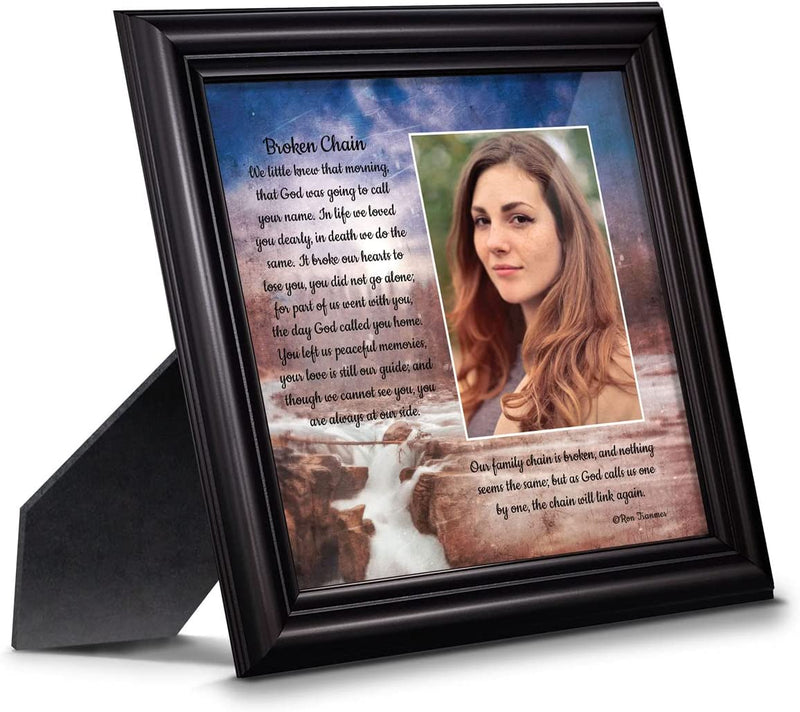 Sympathy Gift in Memory of Loved One, Memorial Picture Frames for Loss of Loved One, Memorial Grieving Gifts, Condolence Card, Bereavement Gifts for Loss of Mother, Father, Broken Chain Frame, 6382BW Home & Garden > Decor > Picture Frames Crossroads Home Décor Black 8x8 w/Picture Opening v1 