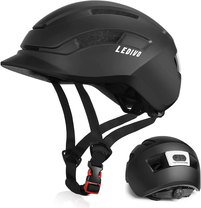 LEDIVO Adult Bike Helmet for Urban Commuter Cycling Helmet with Safty Rear Light, Adjustable Lightweight Bicycle Helmet Bike Helmet for Men Women Sporting Goods > Outdoor Recreation > Cycling > Cycling Apparel & Accessories > Bicycle Helmets LEDIVO black Large: 23.22-24.01 inches(59-61cm) 