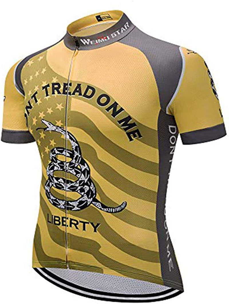 Cycling Jersey Short Sleeve USA Style Bike Tops with Pocket Reflective Stripe Sporting Goods > Outdoor Recreation > Cycling > Cycling Apparel & Accessories redorange Yellow Snake Small 