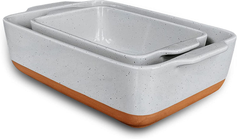 Mora Ceramic Baking Dish with Handles for Casserole, Lasagna, Gratin, Broiling, Roasting, and Baking. Large 9X13 in Pan, Extra Deep - Porcelain Serving Bakeware from Oven to Table. Freezer Safe - Grey Home & Garden > Kitchen & Dining > Cookware & Bakeware Mora Ceramics Earl Grey Loaf & 7x11 in 