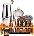Cocktail Shaker Set 18 Piece, Mixology Equipment, All-In-One Cocktail Set, Drink Shaker, Strainers and Essential Bar Tools, Bar Set for Beginner & Professional Use, Silver - Wintercastle Enterprises Home & Garden > Kitchen & Dining > Barware WINTER CASTLE Silver  