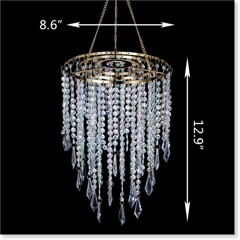Sunli House Modern Mini Chandelier Shade,H12.9 X W8.66 Chandelier Light Fixture Sparkling Decorations for Wedding Centerpiece Lampshade with Acrylic Jewel Droplets Home & Garden > Lighting > Lighting Fixtures > Chandeliers Sunli House   