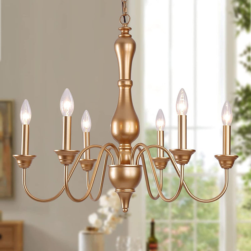 MEIXISUE French Country Chandelier,Farmhouse Vintage Antique Chandelier Pendant Light Fixtures for Kitchen Island Dining Room Living Room Foyer Entryway Office UL Listed Home & Garden > Lighting > Lighting Fixtures > Chandeliers MEIXI Gold  