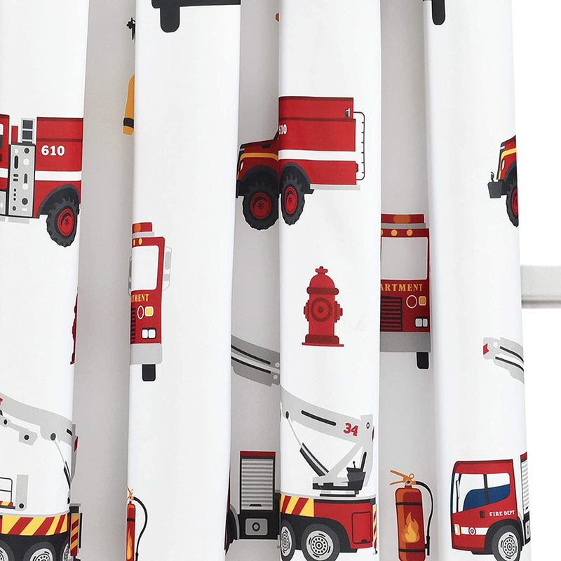 Make a Wish Red & White Fire Truck Window Curtain Panel Pair, 84" Long X 52" Wide, 84 Inches, 16T005275