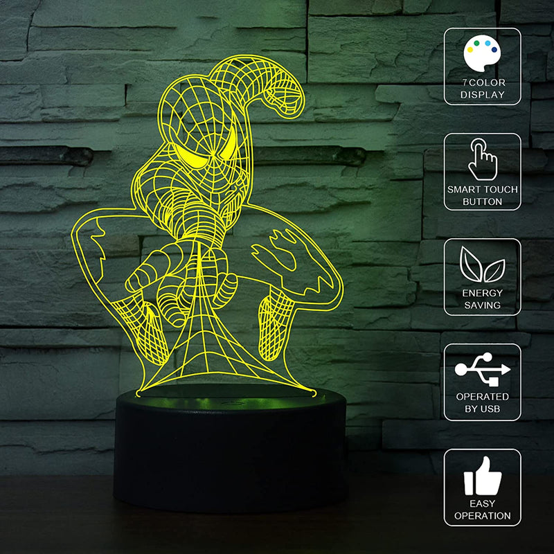 WANDAIYONG 3D Illusion LED Night Light,Visual Creative 7 Colors Gradual Changing Touch Switch USB Table Lamp for Holiday Gifts or Home Decorations