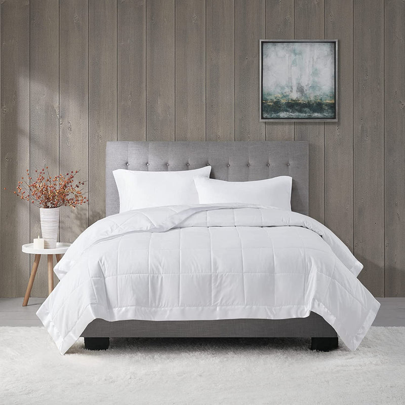 Madison Park Cambria down Alternative Blanket, Premium 3M Scotchgard Stain Release Treatment All Season Lightweight and Soft Cover for Bed with Satin Trim, Oversized Full/Queen, Aqua Home & Garden > Linens & Bedding > Bedding > Quilts & Comforters Madison Park White Full/Queen 