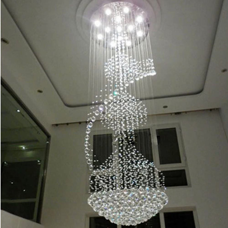 APBEAM Contemporary Crystal Raindrop Staircase Chandelier, Pendant Lighting Suspension Light Fixtures for Staircase High Ceiling Lobby Foyer Entryway 32"W X 96"H Home & Garden > Lighting > Lighting Fixtures > Chandeliers APBEAM Spiral  