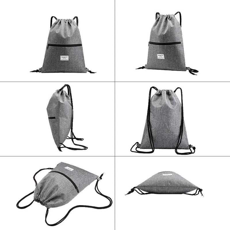 Peicees Drawstring Backpack Water Resistant Drawstring Bags for Men Women Black Sackpack for Gym Shopping Sport Yoga School Home & Garden > Household Supplies > Storage & Organization Peicees   