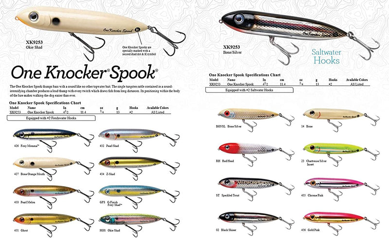 Heddon One Knocker Spook Topwater Fishing Lure for Saltwater and Freshwater, 4 1/2 Inch, 3/4 Ounce Sporting Goods > Outdoor Recreation > Fishing > Fishing Tackle > Fishing Baits & Lures Pradco Outdoor Brands   