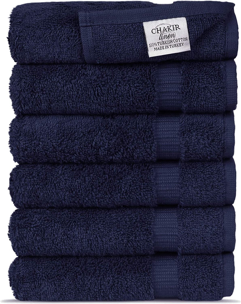 Luxury Spa and Hotel Quality Premium Turkish Cotton Washcloth Towel Set (Black) Home & Garden > Linens & Bedding > Towels Chakir Turkish Linens Navy  