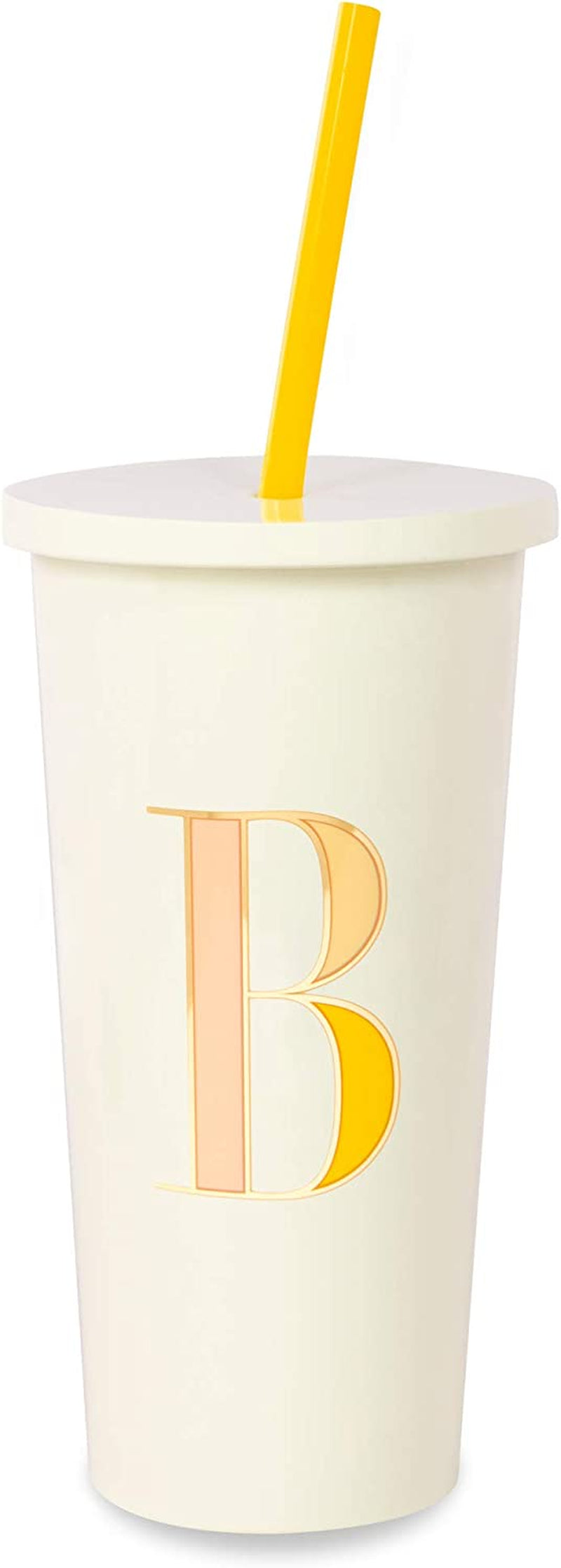 Kate Spade New York Insulated Initial Tumbler with Reusable Straw, 20 Ounce Acrylic Travel Cup with Lid, S (Pink) Home & Garden > Kitchen & Dining > Tableware > Drinkware Kate Spade New York B  