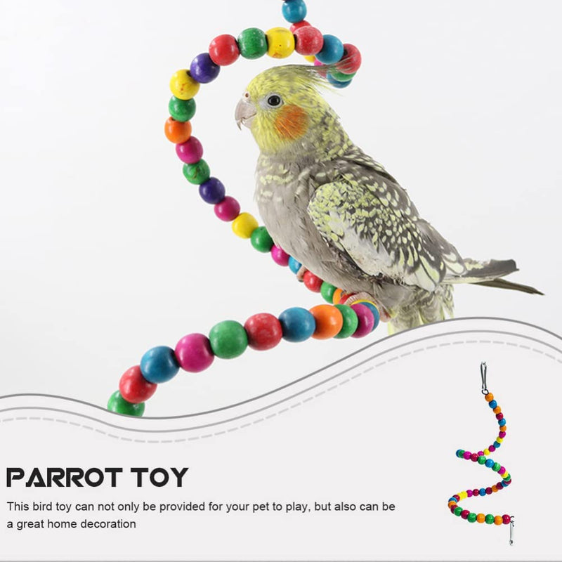 POPETPOP 3Pcs Bird Beads Toys Parrot Perch Bird Swing Colorful Wooden Beads with Clips Birdcage Accessories for Budgie Cockatiels Conures Random Color 70Cm